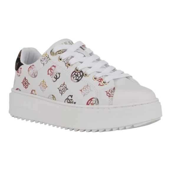 Guess Women's Denesa Treaded Platform Lace Up Logo Sneakers White Size 11 - Picture 1 of 5